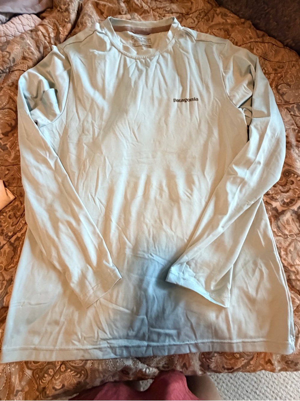Patagonia Long Sleeve Crewneck Capeline Cool Tee in Light Blue- XS